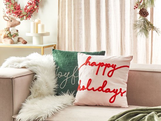 EXACUM - Sierkussen - Wit/ Rouge - Velours