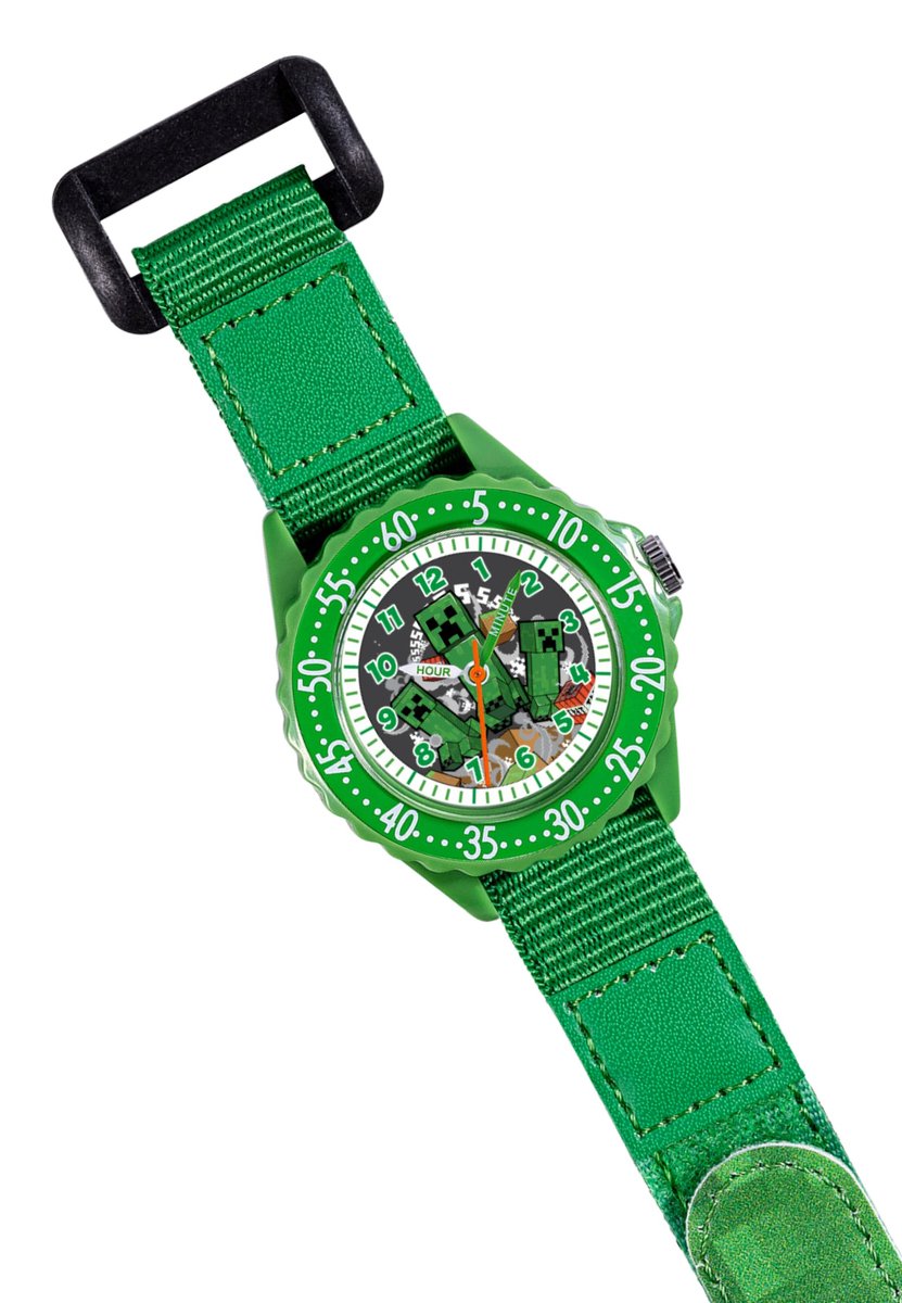 Minecraft Tijd-Leraar Horloge met Stoffen Band