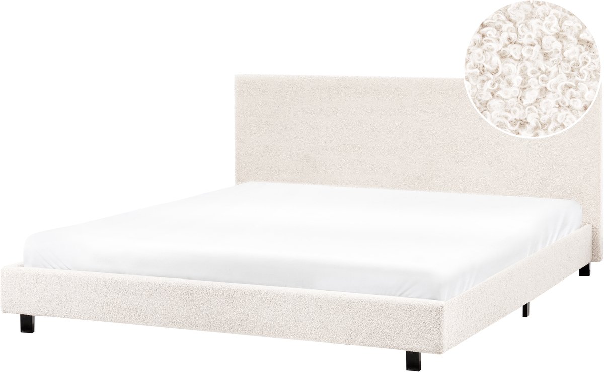 ALBI - Tweepersoonsbed - Off-white - 180 x 200 cm - Bouclé