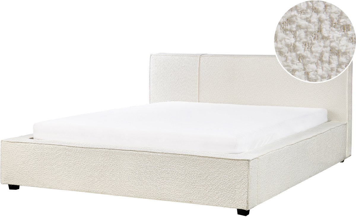 Beliani MIRANDE - Tweepersoonsbed - Gebroken wit - 160 x 200 cm - Bouclé