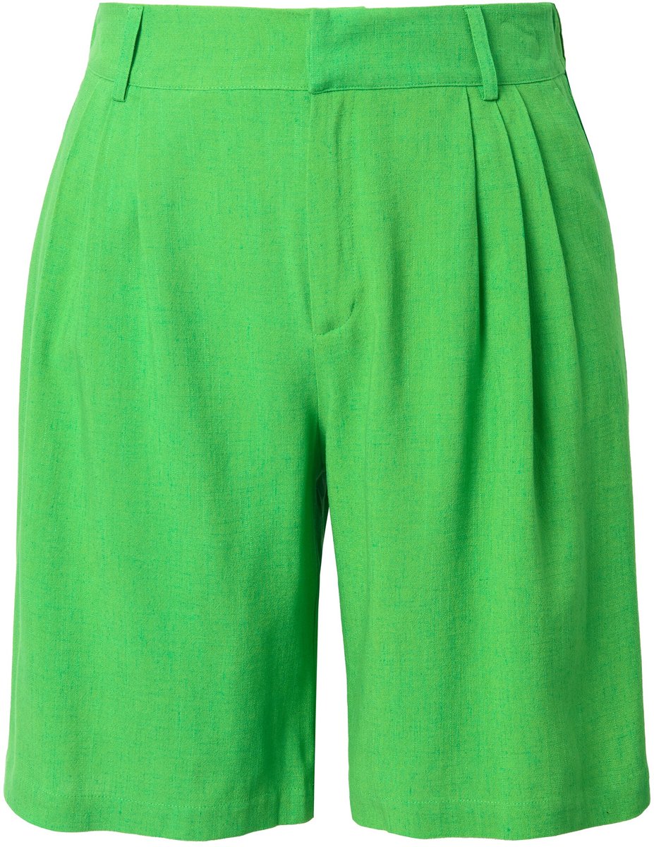 Studio Untold - Dames - Linnenmix bermuda wijde pijpen elastische tailleband - Grasgroen - Maat 44