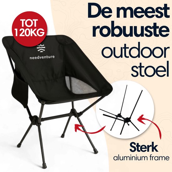 Diealles Shine Campingstoel - Inklapbaar, Ultralicht Met Draagtas - Outdoor Stoel Voor Camping, Strand, Tuin & Picknick - Zwart