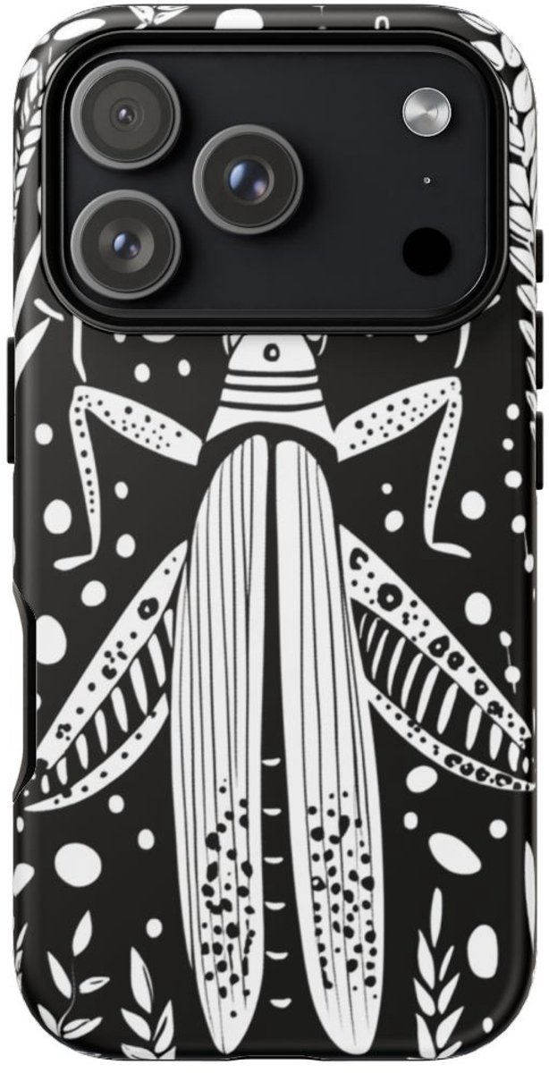 Zwart-Wit Sprinkhaanpatroon – Telefoonhoesje Geschikt voor iPhone 17 Pro