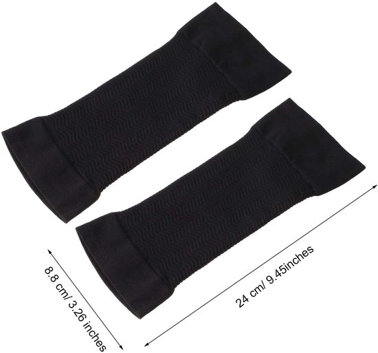 2-Paar Bovenarmvormende compressieband - Armvormende set - Yogamouwen - Elleboog- en polsbeschermers - Armmouwen - Geschikt voor oefeningen en fitness, dagelijkse vormgeving en het verbeteren van losse armen - Zwart van Merkloos — afbeelding 3