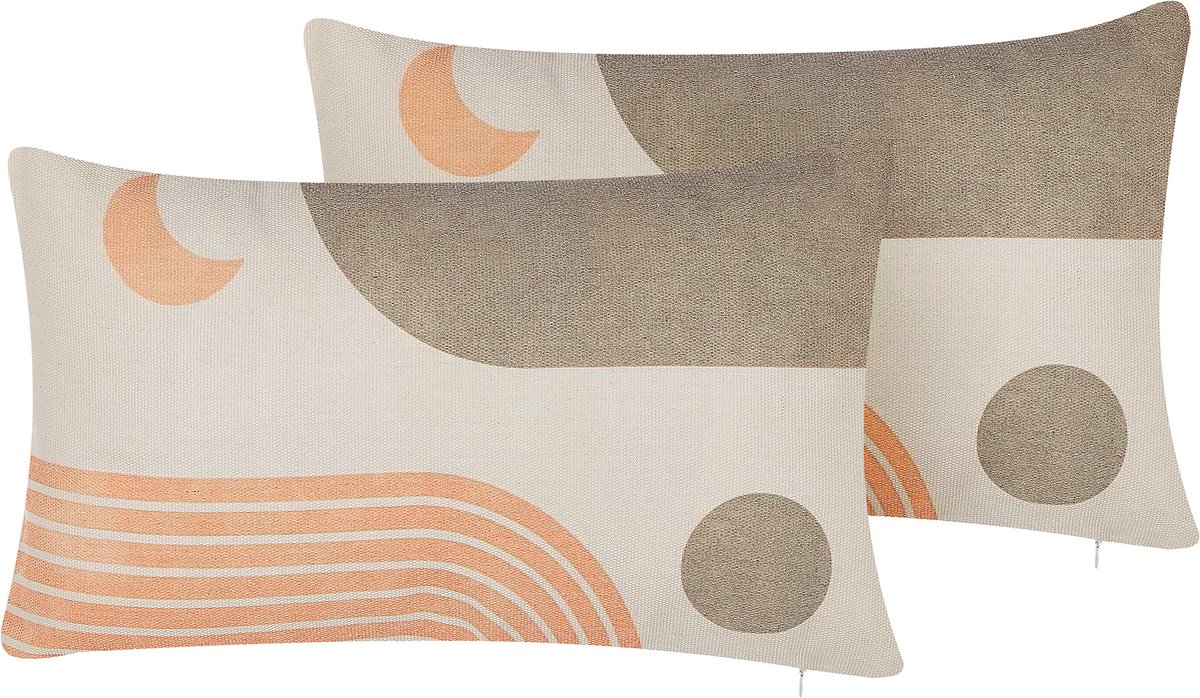 Beliani MELAMPODIUM - Sierkussen set van 2 - Beige - 30 x 50 cm - Polyester
