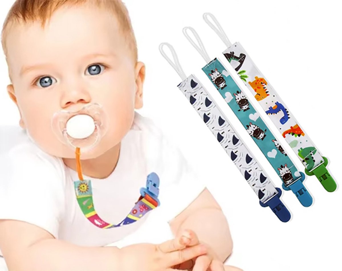 Image of Actie4you® - Set 3 stuks speenkoord - Speenketting - Dino – Fopspeenkoord