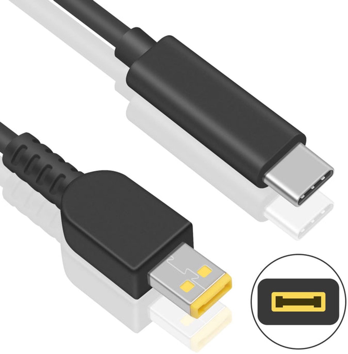 NÖRDIC USB-C naar DC Kabel - Geschikt voor Lenovo apparaten - 65W - Geschikt voor Laptop - 1,5m