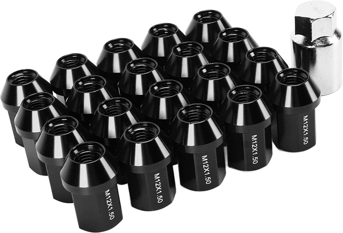 Wheel Nuts, 20pcs M12x1.5 Wheel Nuts 35mm 6061 Aluminum Alloy Closed End Replacement for Camaro 1983-2002(Black)