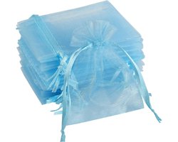 Allecto plus - Organza zakjes lichtblauw 7 x 9 cm - 120 stuks voor sieraden en cadeaus