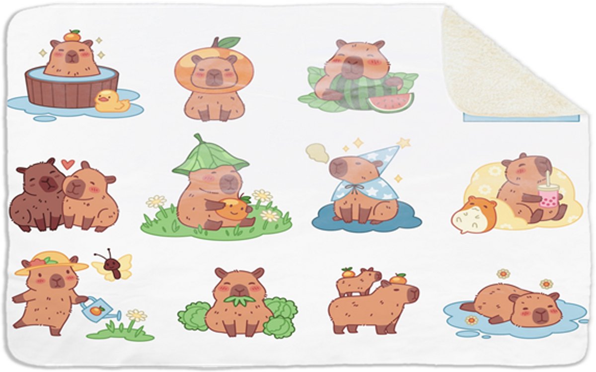 Fleecedeken Capibara's, 96x146cm, Polyester Sherpa, FD2025005