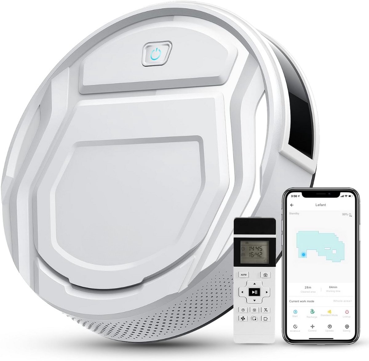 SCH® Robotstofzuiger met App voor Huisdieren - Wit