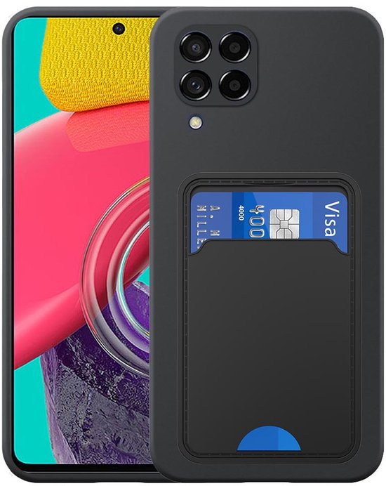 Convient pour Samsung Galaxy M53 Étui téléphone avec porte-cartes TPU - Flexible Back Cover Case Siliconen TPU with Cardslot - Zwart - Smartphonica convient pour Samsung Galaxy M53 5G