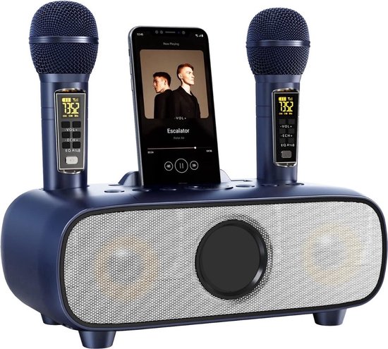 HWWR Karaoke machine met 2 draadloze microfoons, model D13T