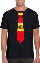 Zwart t-shirt met Spanje vlag stropdas heren S