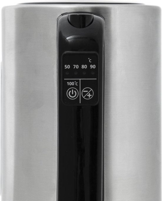 Inventum HW817D - Waterkoker - Inhoud 1,7 liter - Roestvrijstaal - Warmhoudfunctie - Led-verlichting - 2200 watt - RVS/Zwart