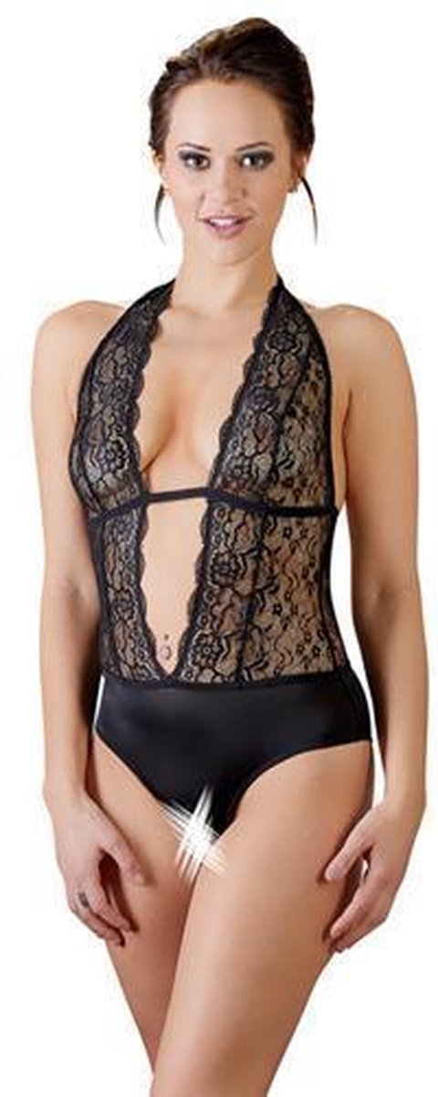Goedkoopste Cottelli Collection – Erotische V Split Body met Toegang tot de Intieme Zones – Maat L – Zwart
