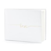 Gastenboek/receptieboek Love - Bruiloft - wit/goud - 24 x 18,5 cm