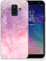 Geschikt voor Samsung Galaxy A6 (2018) TPU Hoesje Design Pink Purple Paint