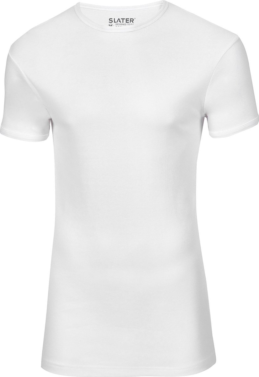 Slater 5500 - Bodyfit T-shirt ronde hals korte mouw wit M 100% katoen 1x1 rib