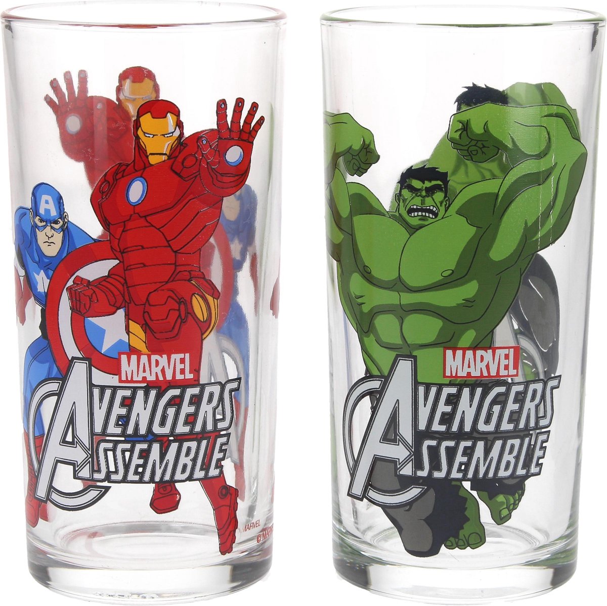 Avengers rouge Lot de 4 verres en plastique Dura pour fille et enfant différents personnages de 260 ml sous licence 