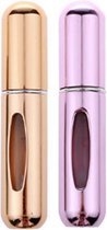 Mini Parfum Flesje 2-PACK goud en roze| Lipstick Formaat Navulbare Parfum Verstuiver