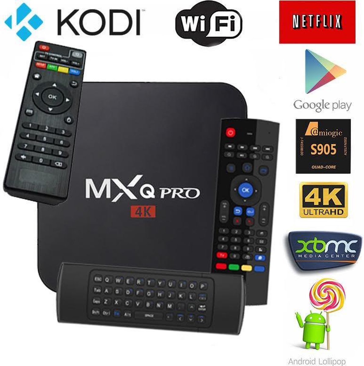 MXQ Pro 4k met snelste S905x processor en Android 7.1 | Kodi 18.0 | TV Box 2020 model + GRATIS MX3 Air Mouse Zwart - XiaomiProducts.nl