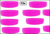 15x Hoofdband Neon Roze - zweet hoofd band fitness aerobics trainen festival thema feest carnaval optocht