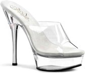 Pleaser Muiltjes met hak -44 Shoes- ALLURE-601 US 13 Transparant/Zilverkleurig