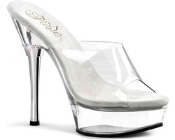Pleaser - ALLURE601 Muiltjes met hak - US 13 - 44 Shoes - Transparant/Zilverkleurig