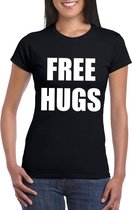 Free hugs tekst t-shirt zwart dames XS