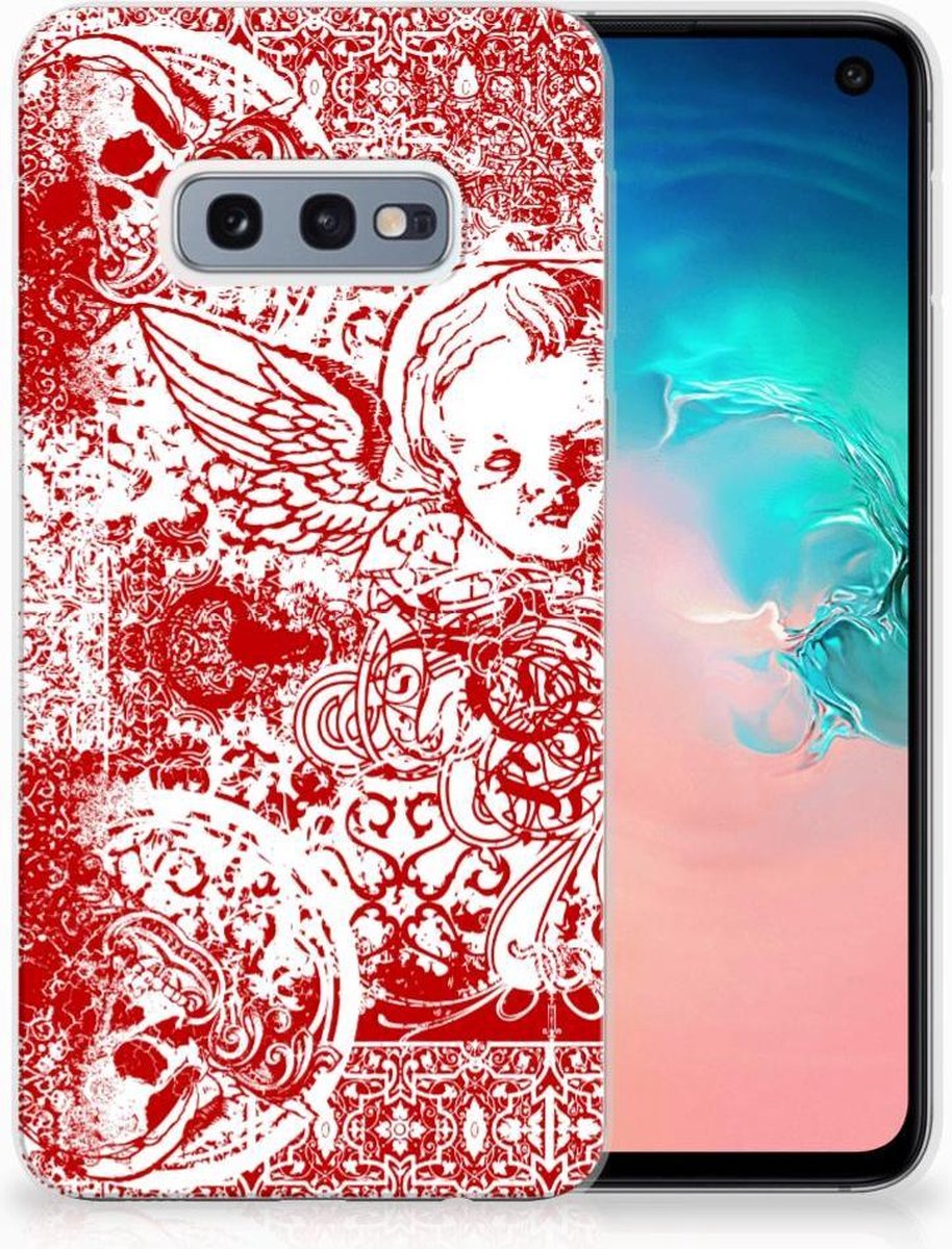 Silicone Back Case Samsung Galaxy S10e Angel Skull Rood