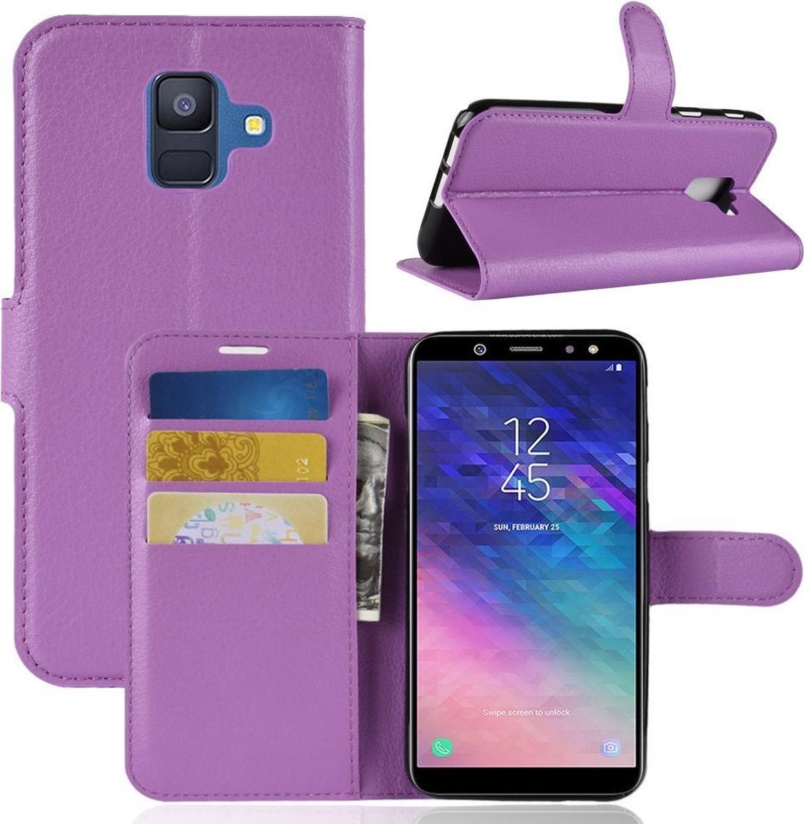 Book Case - Geschikt voor Samsung Galaxy A6 (2018) Hoesje - Paars