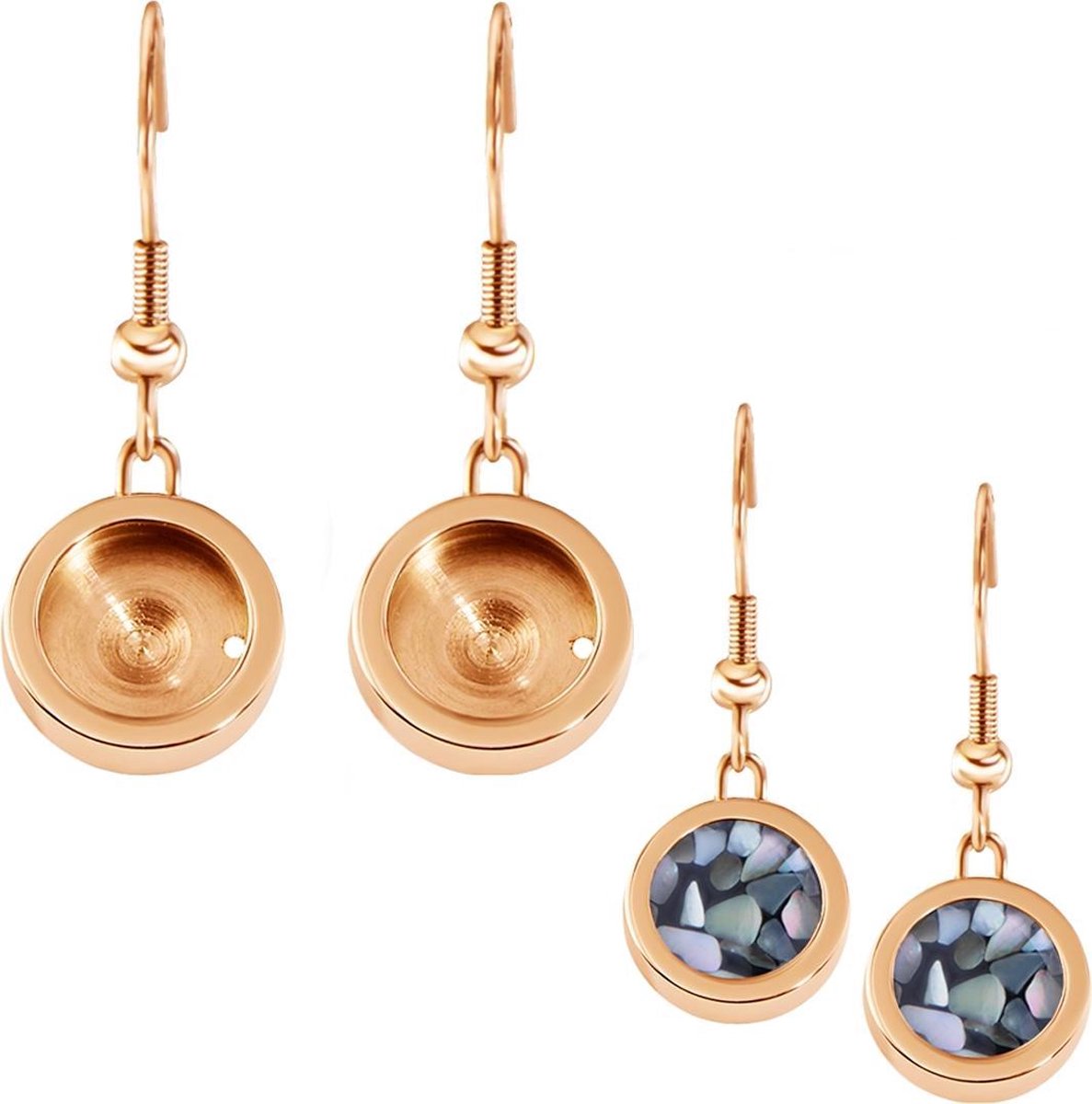 Quiges RVS Verwisselbare Mini Munt Schroefsysteem Oorhangers Oorbellen Rosékleurig Glans