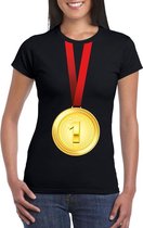 Gouden medaille kampioen shirt zwart dames - Winnaar shirt Nr 1 XXL