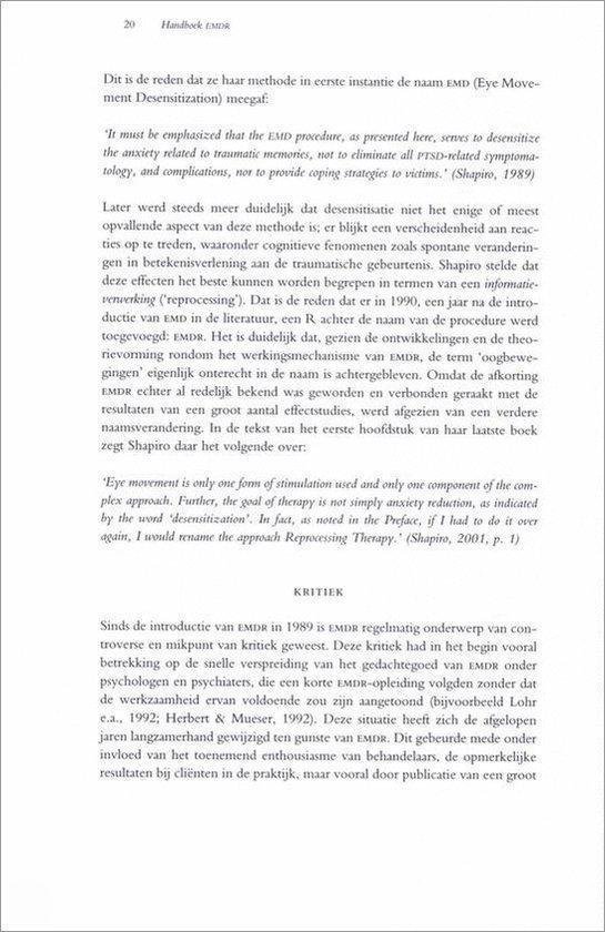 Pagina met uitleg over EMDR-therapie en desensitisatie, met Engelse citaten.