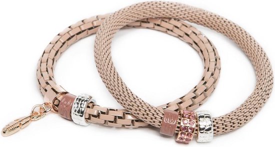 SILIS ARMBANDEN | THE SNAKE STRASS | CUTE PINK & FEATHER CHARM | bol