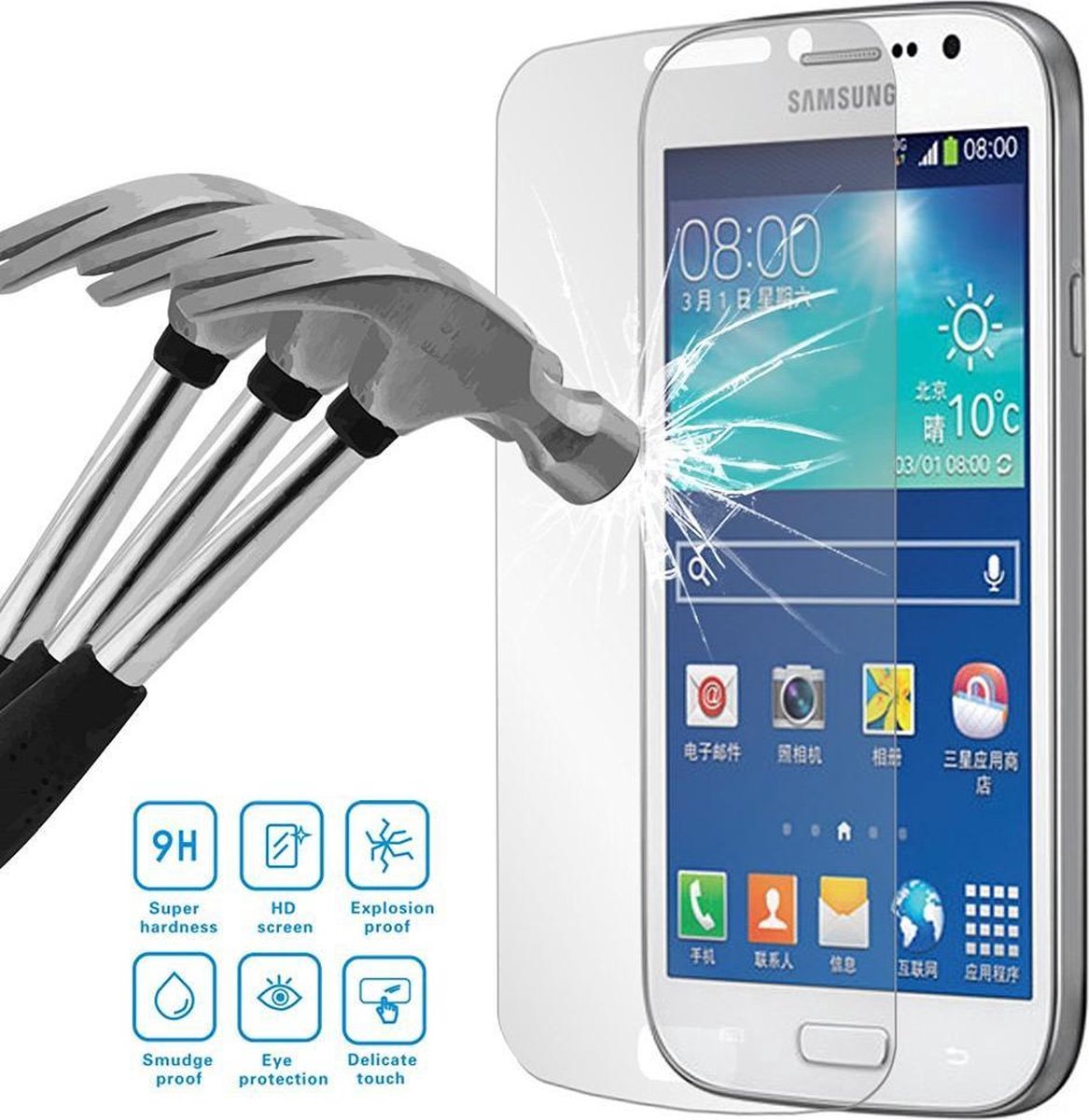 Samsung Galaxy Grand Neo Plus glazen Screen protector Tempered Glass 2.5D 9H (0.3mm)