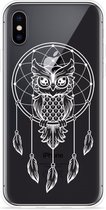 Geschikt voor Apple iPhone X Hoesje Dream Owl Mandala White - Designed by Cazy