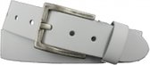 Leren Riem - Wit - 4 cm Breed - Maat 95 (totale lengte 110)- Met Nikkelvrije gesp