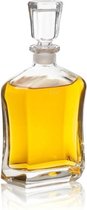 Glazen whisky/water karaf 700 ml/26 cm kristal - Kristalglas look whiskey fles - Platte whiskykaraf/whiskyfles van glas