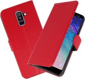 Rood booktype wallet case Hoesje voor Samsung Galaxy A6 Plus 2018