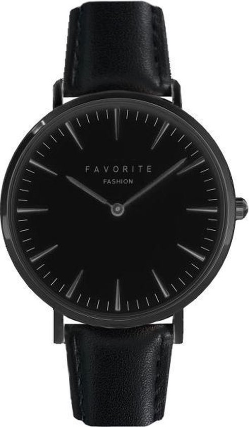 Vitória Full Black Horloge | Zwart | Lederen band | Luxe Giftset/Cadeauset
