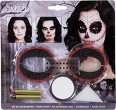18 stuks: Kit make-up Day of the dead - make-up, 1 spons, 2 oogdecoraties