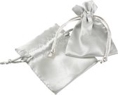 10 x Luxe Sieradenzakje Satijn Zilver –Cadeauzakje Valentijn Huwelijksbedankjes Geboortezakjes Ring