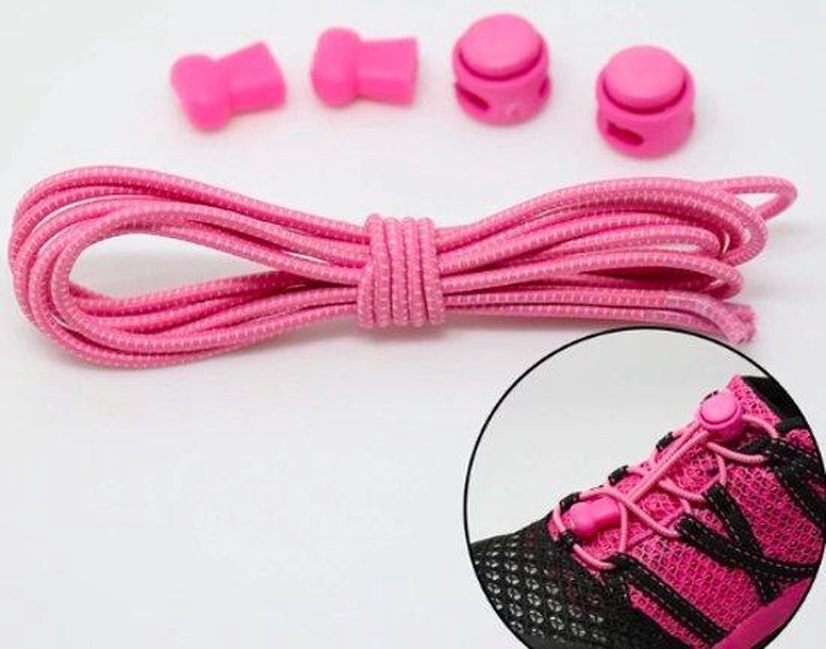 Elastische veters, hardloopveters, lock laces - ideaal voor sport, kinderen, volwassenen of ouderen! - 2 veters - roze
