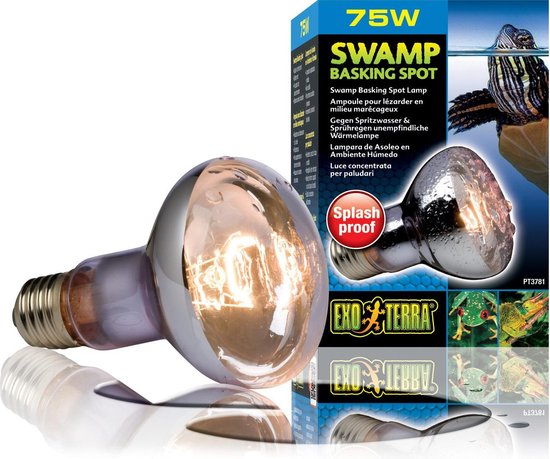 Exo Terra - Terrariumverlichting - Reptielen - Ex Swamp Basking Spot Spatwaterdicht 75w - 6,5x6,5x10cm - 1st