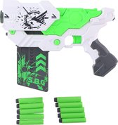 Eddy Toys Shooter Toy gun avec flèches en mousse souple Blanc / vert 27,5 Cm