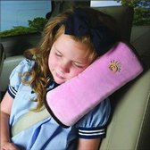Coussin de ceinture de sécurité 3D - Protecteur de ceinture de sécurité de voiture - Coussin de couchage Coussin de cou enfant - Coussin de voyage de voiture - Rose
