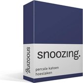 Snoozing - Hoeslaken  - Lits-jumeaux - 180x220 cm - Percale katoen - Navy