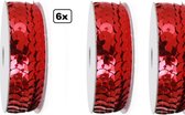 6x Rol pailletten band rood 275cm